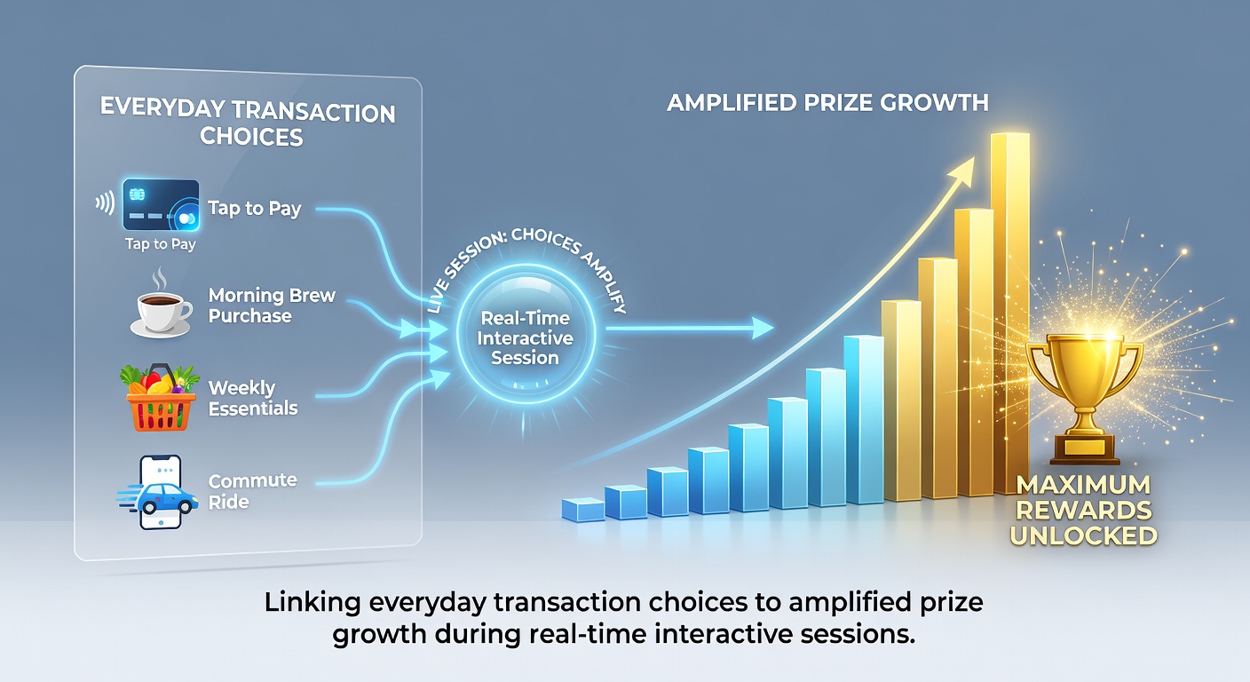 Live interactive mobile gaming interface with real-time prize counter increasing after user transaction
