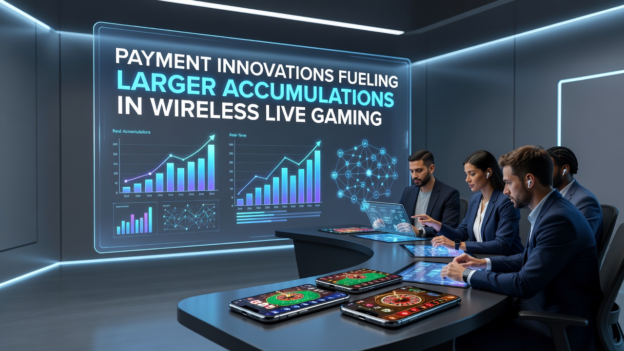 Wireless live gaming interface showing real-time payment integration and growing prize accumulations on a mobile device